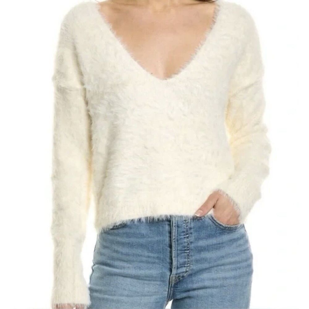 Free People‎ Sweater Women Medium Cream White Angelic Oversized Outdoor Soft